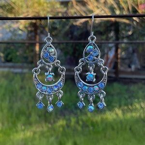 “New” Vintage Austrian Crystal Earrings.  2 Inch Drop.